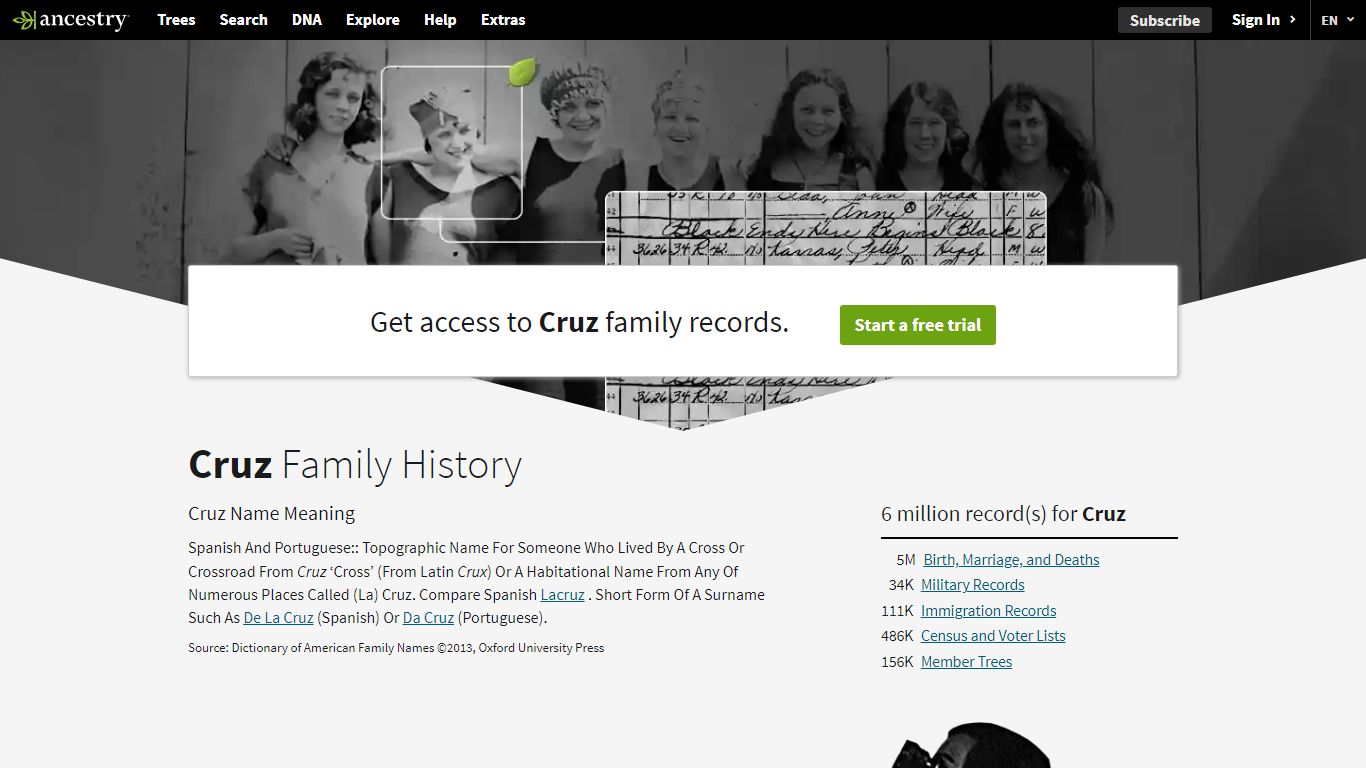 Cruz Name Meaning & Cruz Family History at Ancestry.com®