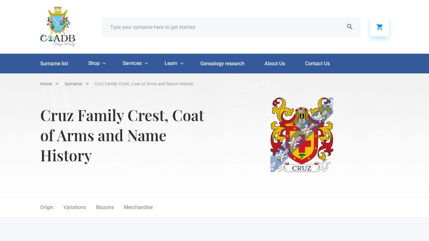 Cruz Family Crest, Coat of Arms and Name History